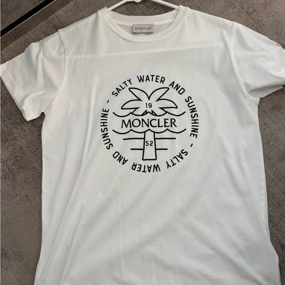 Moncler Boys White Graphic Logo T-Shirt - Salty Water and Sunshine size 14